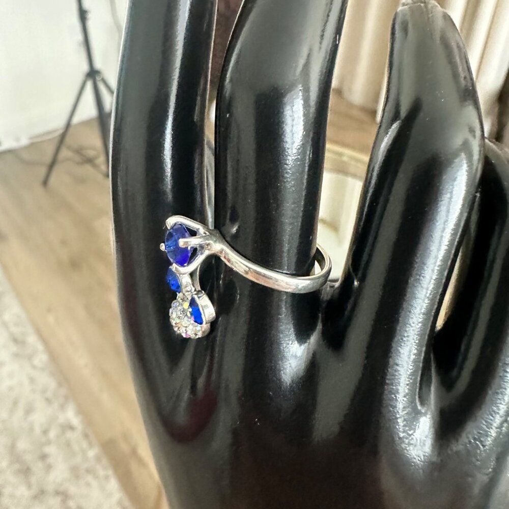 Silver 925 Ring Blue Mickey Mouse Adjustable Zircons Disney Cartoons - Picture 10 of 10